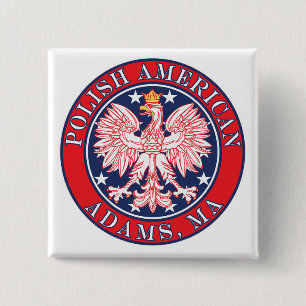 Adams Massachusetts Polish Vierkante Button 5,1 Cm