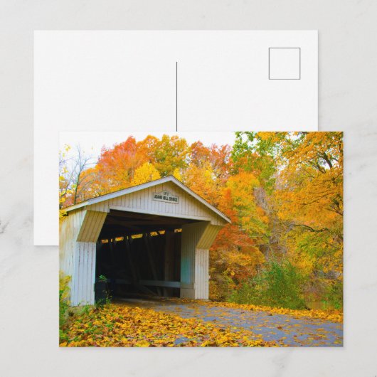 Adams Mill Old Covered Bridge, Indiana Briefkaart (Voorkant / Achterkant)