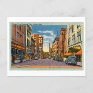 Adams Street Scene in Toledo, Ohio, Vintage Travel Briefkaart