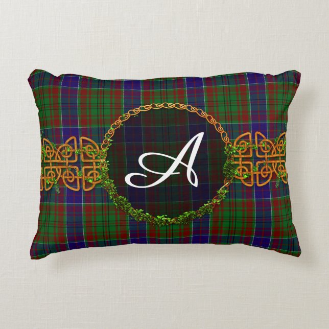 Adams Tartan en Monogram Decoratief Kussen (Voorkant)