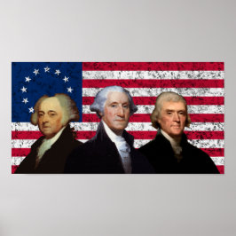 Adams, Washington en Jefferson - Betsy Ross Flag Poster