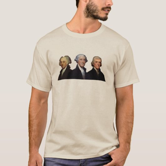 Adams, Washington en Jefferson Portreits T-shirt (Voorkant)