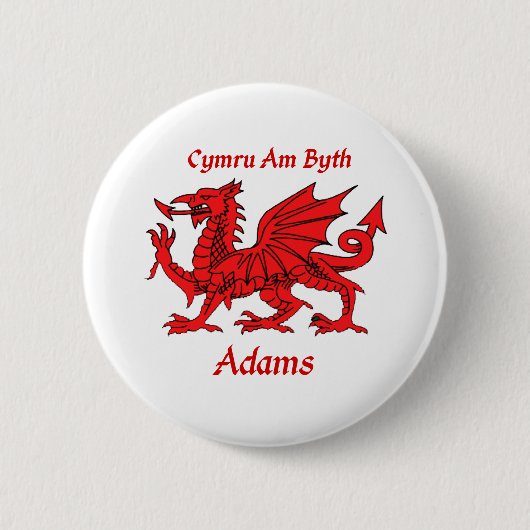 Adams Welsh Dragon Ronde Button 5,7 Cm (Voorkant)