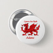 Adams Welsh Dragon Ronde Button 5,7 Cm (Voorkant /achterkant)