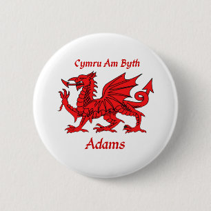 Adams Welsh Dragon Ronde Button 5,7 Cm