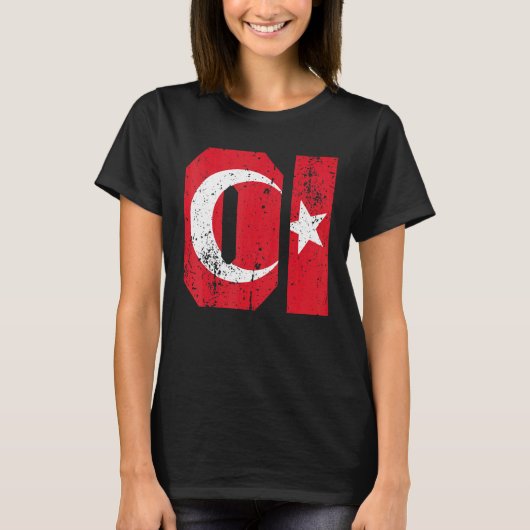 Adana 01 Memleket Turkey Flag Idea T-shirt (Voorkant)