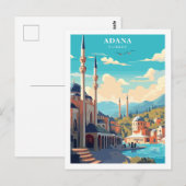 Adana, Turkije Reizen Retro Illustratie Briefkaart (Voorkant / Achterkant)