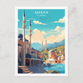 Adana, Turkije Reizen Retro Illustratie Briefkaart (Voorkant)