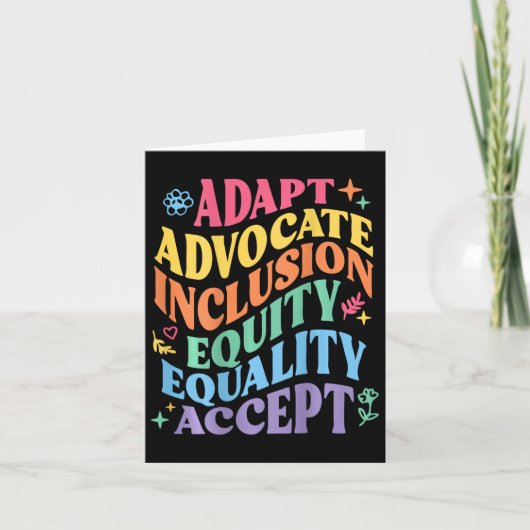 Adapt Advocate Inclusion Equity Equality Accepteer Kaart (Voorkant)