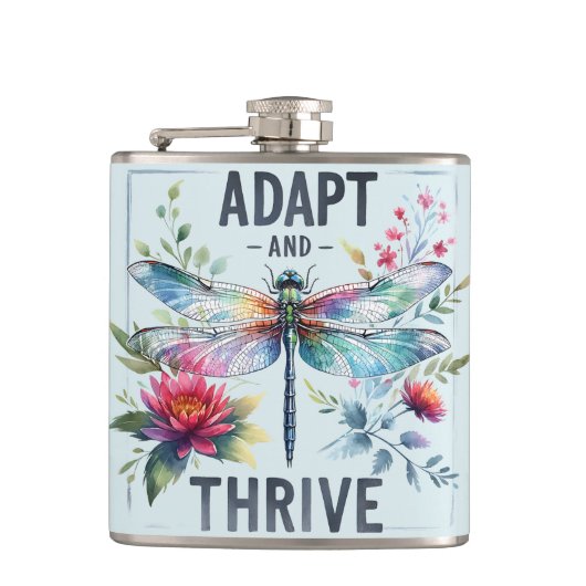 Adapt and Thrive - Artistieke Dragonfly Heupfles (Voorkant)