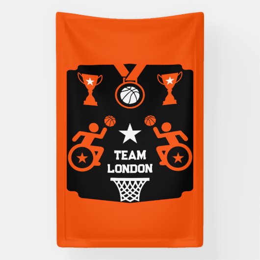 Adaptieve basketbal voor gehandicapten spandoek (Verticaal)