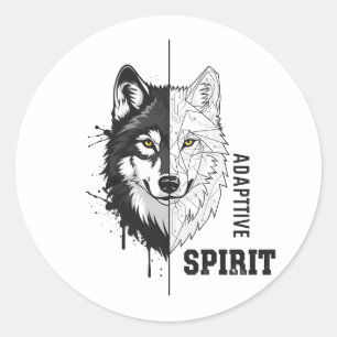 Adaptieve Spirit Wolf Ronde Sticker