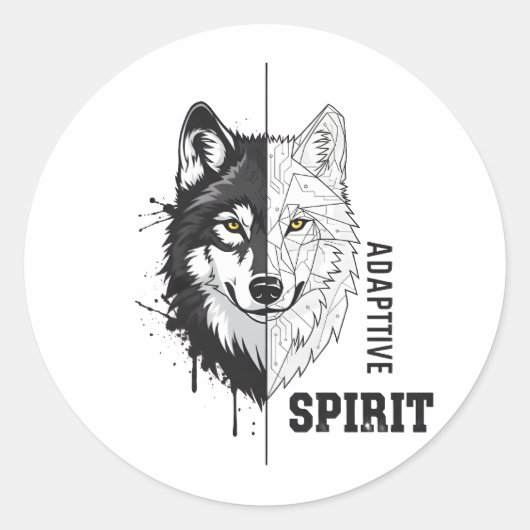 Adaptieve Spirit Wolf Ronde Sticker (Voorkant)