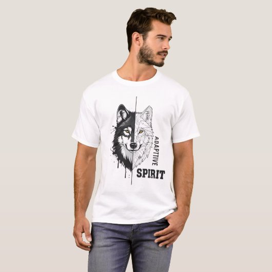 Adaptive Spirit Wolf Modern Art T-Shirt (Voorkant volledig)