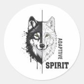 Adaptive Spirit Wolf Round Sticker (Voorkant)