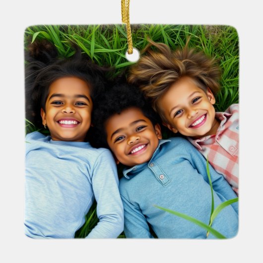 Add a Family Photo to this Personalized Christmas Keramisch Ornament (Voorkant)