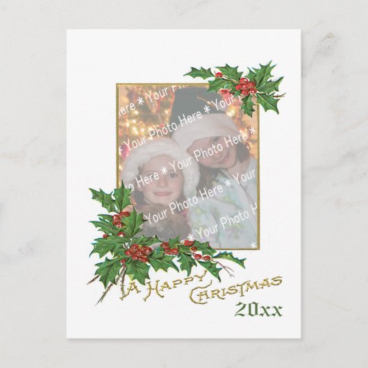 Add-A-foto  Happy-kerstfeestkaart Briefkaart (Voorkant)