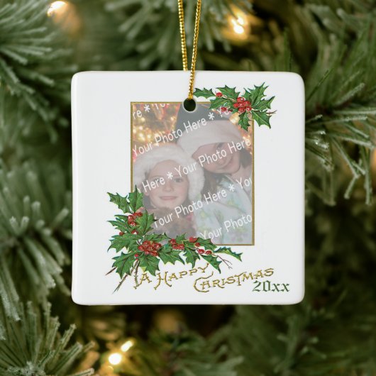 Add-A-foto  Happy-kerstfeestkaart Keramisch Ornament (Boom)