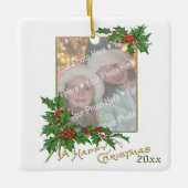 Add-A-foto  Happy-kerstfeestkaart Keramisch Ornament (Voorkant)