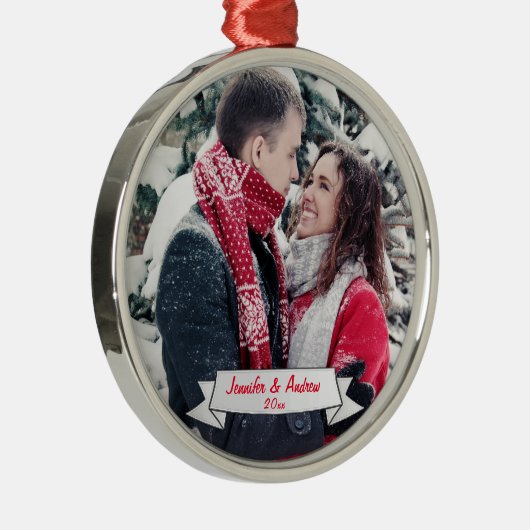 Add-a-foto - kerstversiering - Premium Round Metalen Ornament (Rechts)