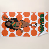 Add A Name Beach Towel Green /Orange Strandlaken (Voorkant)