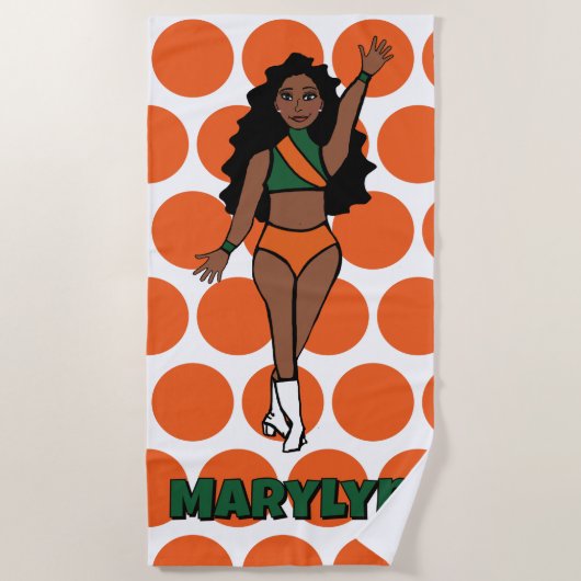 Add A Name Beach Towel Green /Orange Strandlaken (Voorkant)