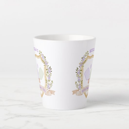 Add-a-Name Preppy Pickleball Latte Mok (Voorkant)