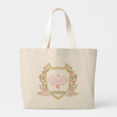 Add-a-Name Preppy Pink Pickle Ball Gepersonaliseer Grote Tote Bag (Achterkant)