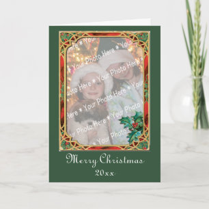 Add-A-Photo Glas in lood Lijst met Holly Leaves Feestdagen Kaart
