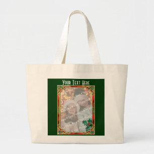 Add-A-Photo Glas in lood Lijst met Holly Leaves Grote Tote Bag