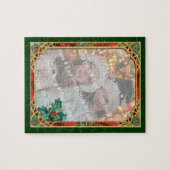 Add-A-Photo Glas in lood Lijst met Holly Leaves Legpuzzel (Horizontaal)