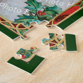 Add-A-Photo Glas in lood Lijst met Holly Leaves Legpuzzel (Zijkant)