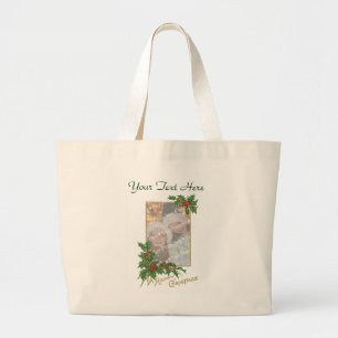 Add-A-Photo  Happy-kerstfeest Grote Tote Bag