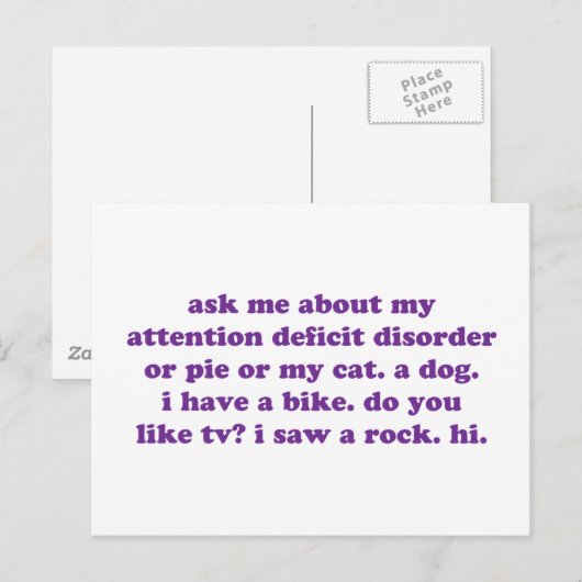ADD ADHD Funny Quote - Paars Briefkaart (Voorkant / Achterkant)