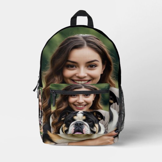 Add Bulldog Photo Personalize Customize Bedrukte Rugzak (Voorkant)