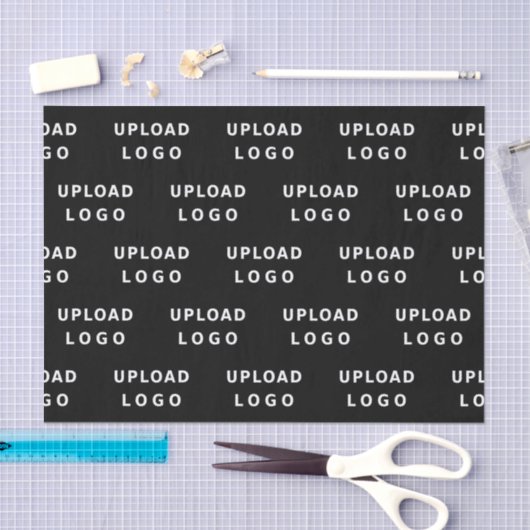 Add Business Logo Simple Minimal Packaging Black Tissuepapier (Craft)