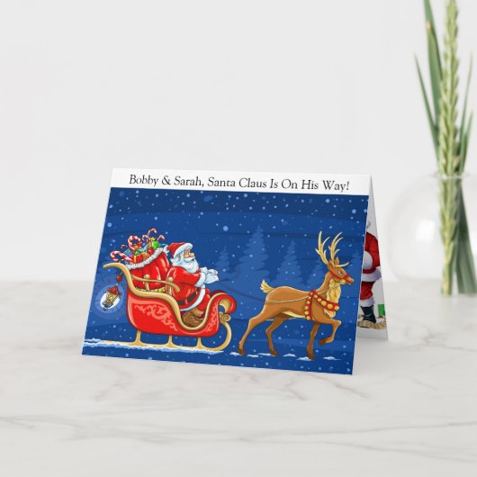 Add Children's Name Santa Claus Christmas Kids Feestdagen Kaart (Voorkant)