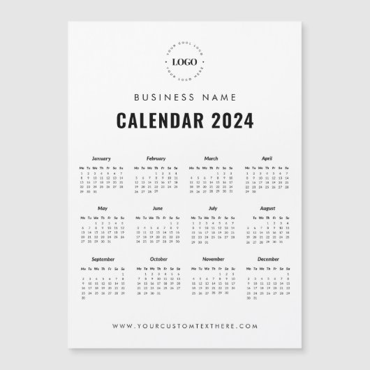 Add Custom Business Logo Magnetische 2024 Kalender Magnetische Uitnodiging (Voorkant)