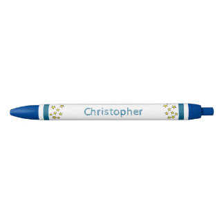 Add custom name stars yellow blue zwarte inkt pen