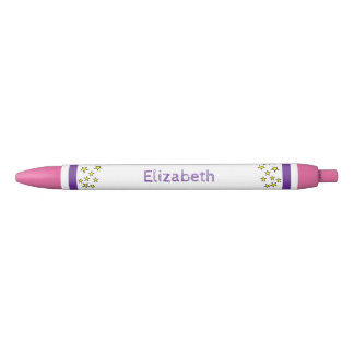 Add custom name stars yellow purple zwarte inkt pen