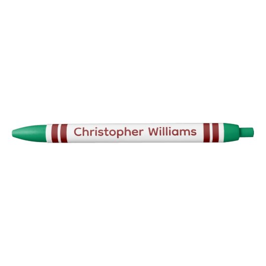 Add custom name stripes burgundy green zwarte inkt pen (Voorkant)