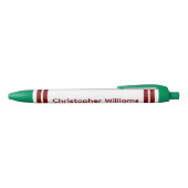 Add custom name stripes burgundy green zwarte inkt pen (Bovenkant)