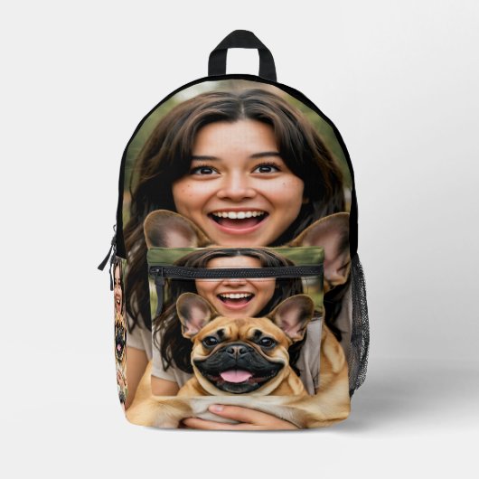 Add French Bulldog Photo Personalize Bedrukte Rugzak (Voorkant)