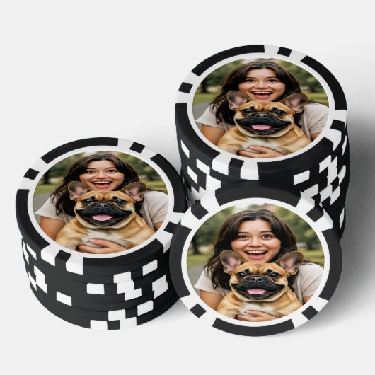 Add French Bulldog Photo Personalize Poker Chips (Opstapeling)