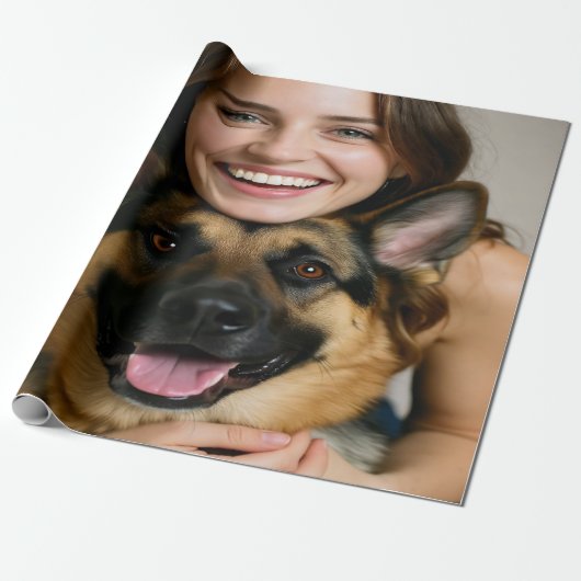 Add German Shepherd Photo Personalize Cadeaupapier (Uitgerold)