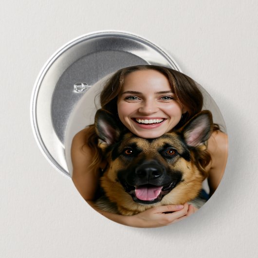 Add German Shepherd Photo Personalize Ronde Button 7,6 Cm (Voorkant /achterkant)