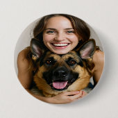 Add German Shepherd Photo Personalize Ronde Button 7,6 Cm (Voorkant)
