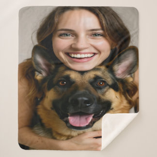 Add German Shepherd Photo Personalize Sherpa Deken