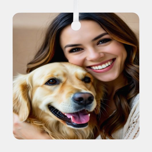 Add Golden Retriever Photo Personalize Metalen Ornament (Voorkant)