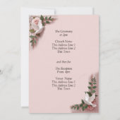 Add Guest Name Pink Roses & Doves Wedding Kaart (Achterkant)